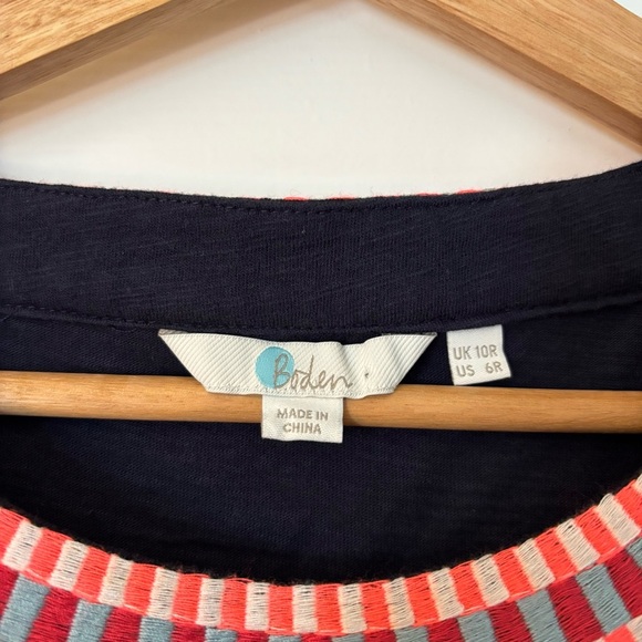 Boden Sena Embroidered Jersey Knit Dress Navy Pink 6R UK10 Classic Summer Spring - Picture 8 of 10